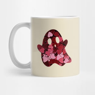 Valentines Red Hearts Ghost Mug